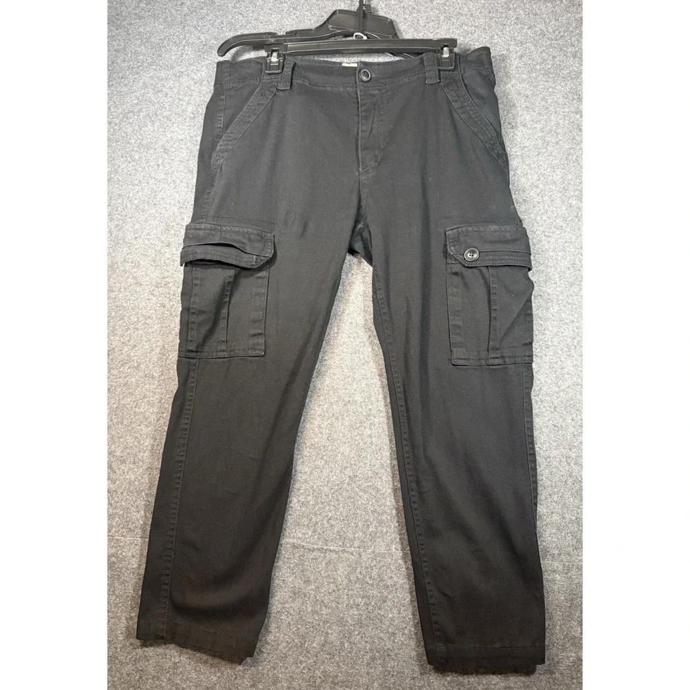 PJ MARK Premium‎ Quality Slim Straight Stretch Cargo Pants Black 34